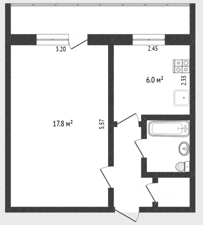 1-к кв. Тюменская область, Тюмень Ямская ул., 102а (32.0 м) - Фото 2