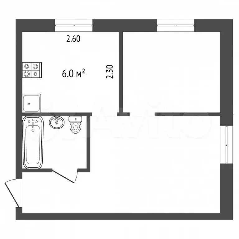 1-к. квартира, 30 м, 4/5 эт. - Фото 0
