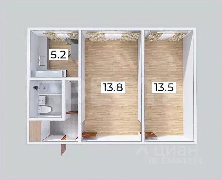 2-к кв. Омская область, Омск просп. Космический, 105 (40.0 м) - Фото 1