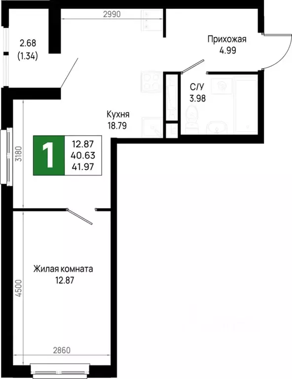 1-к кв. Ленинградская область, Всеволожский район, Свердловское ... - Фото 1