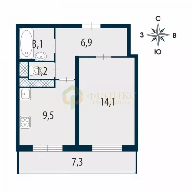 1-комнатная квартира: Санкт-Петербург, проспект Героев, 27к1 (34.8 м) - Фото 2