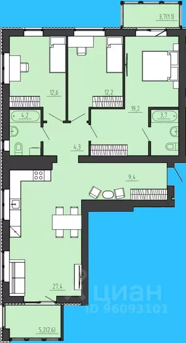 3-к кв. Калининградская область, Калининград ул. Генерала Толстикова ... - Фото 1