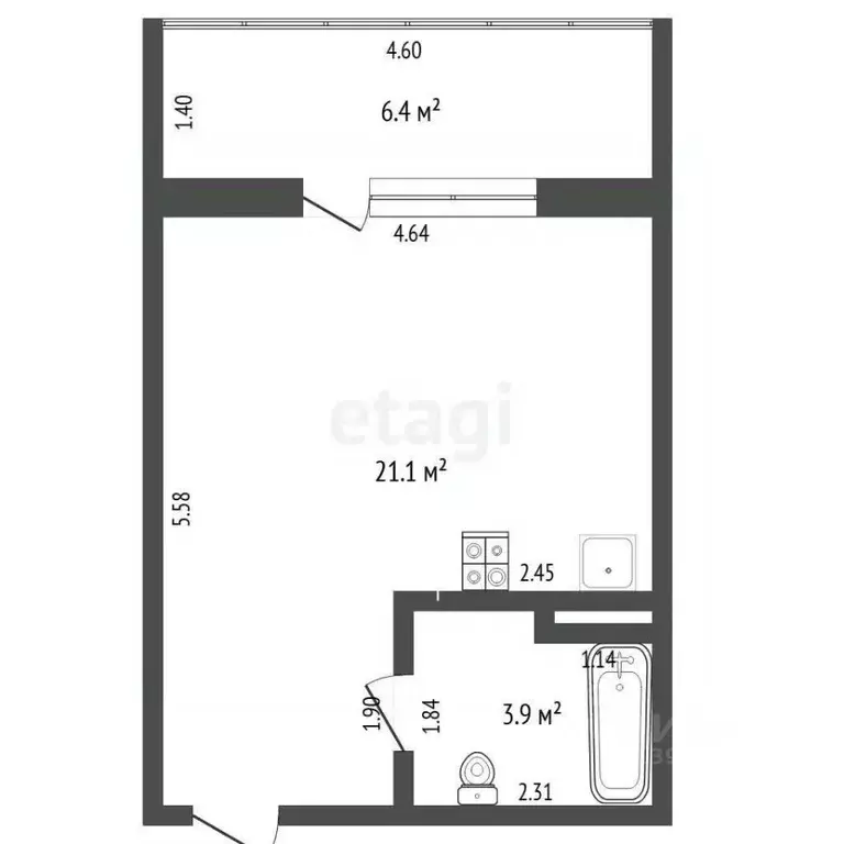 Студия Тюменская область, Тюмень Интернациональная ул., 199к2 (24.8 м) - Фото 0