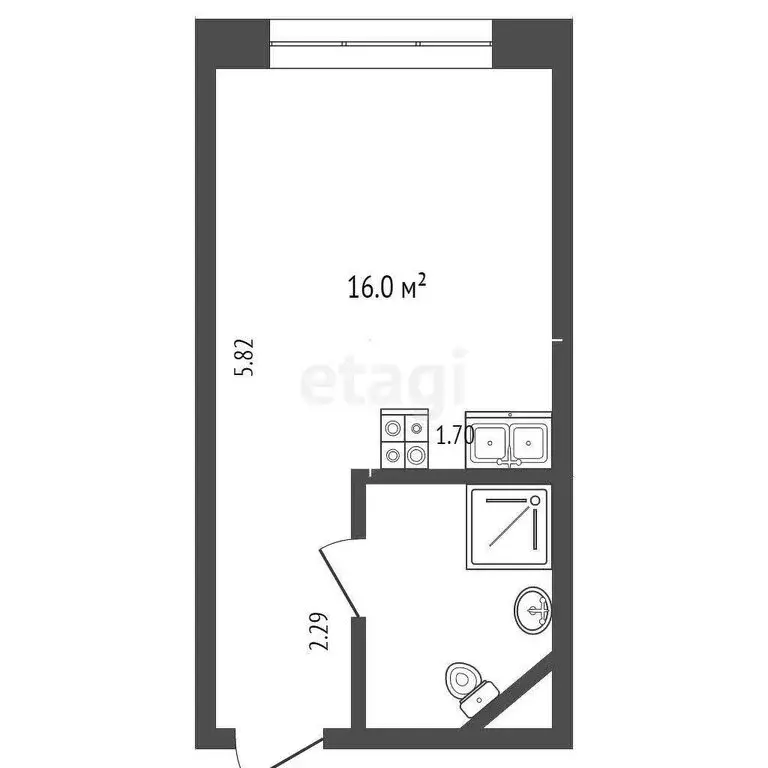 Квартира-студия: Тюмень, улица Пермякова, 43А (15.9 м) - Фото 0