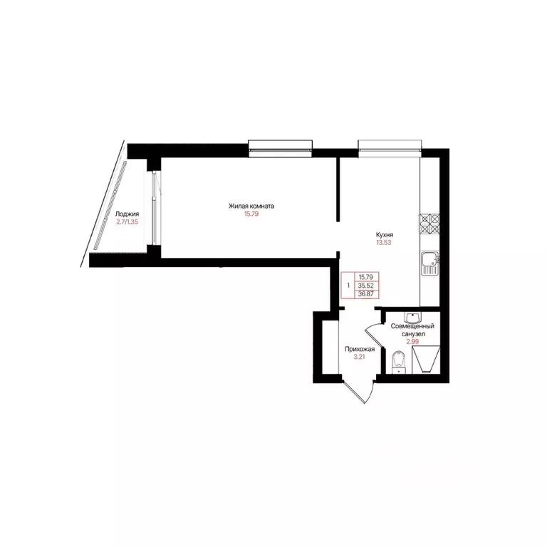 1-к кв. Татарстан, Казань Лето жилой комплекс (36.87 м) - Фото 1