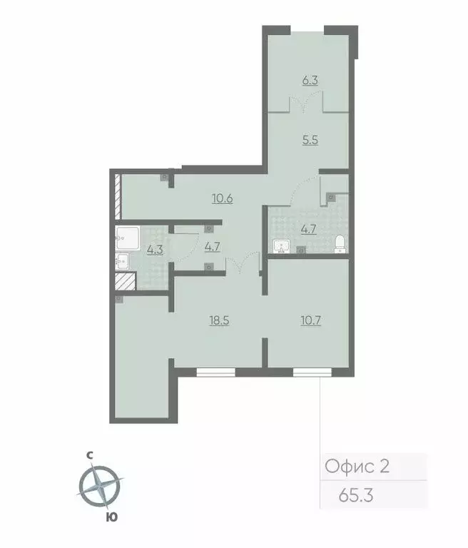 Офис (64.7 м) - Фото 1