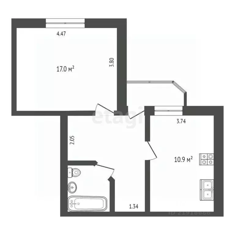 1-к кв. Калининградская область, Калининград Красносельская ул., 83Б ... - Фото 2