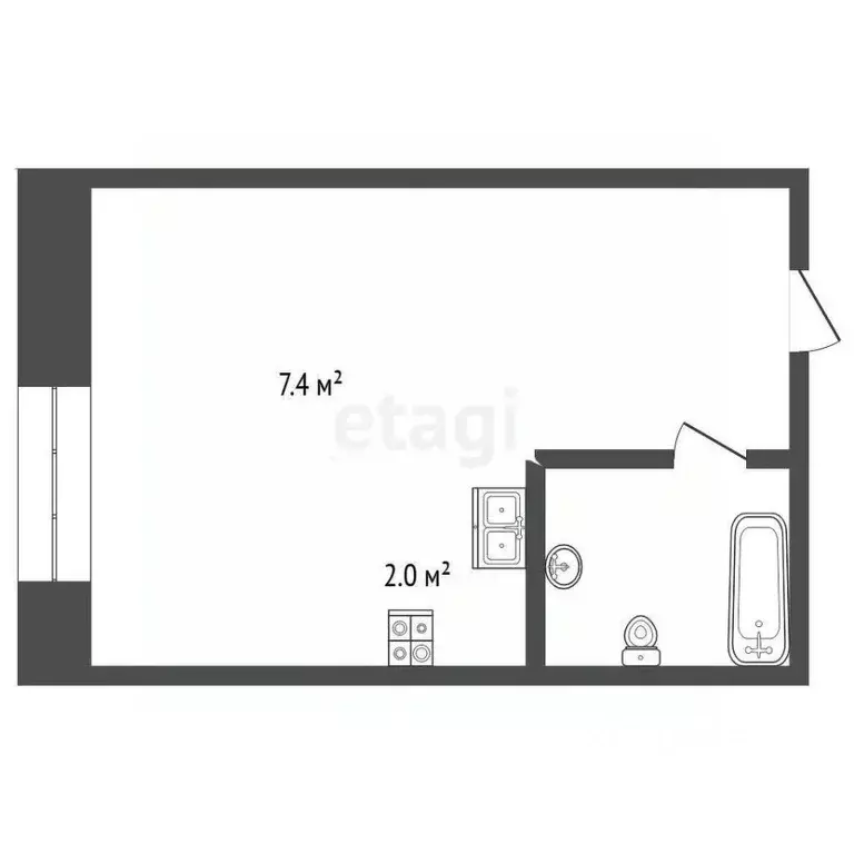 1-к кв. Архангельская область, Новодвинск ул. 50-летия Октября, 46к1 ... - Фото 1