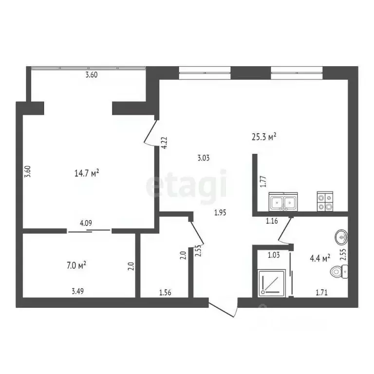 2-к кв. Ростовская область, Таганрог пер. 1-й Новый, 26Л (65.2 м) - Фото 1