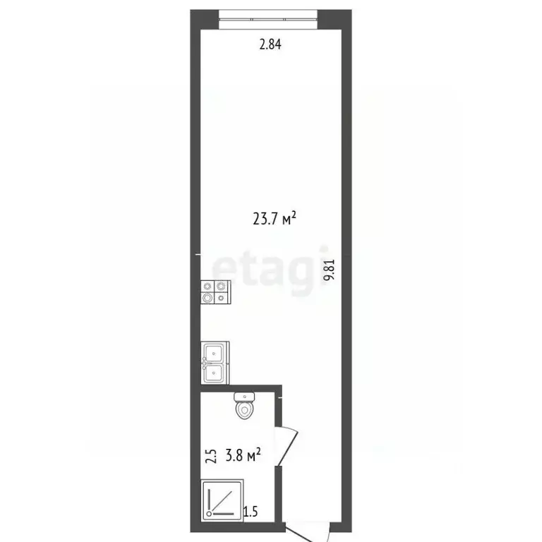 Студия Крым, Евпатория ул. Фрунзе, 20 (27.5 м) - Фото 2