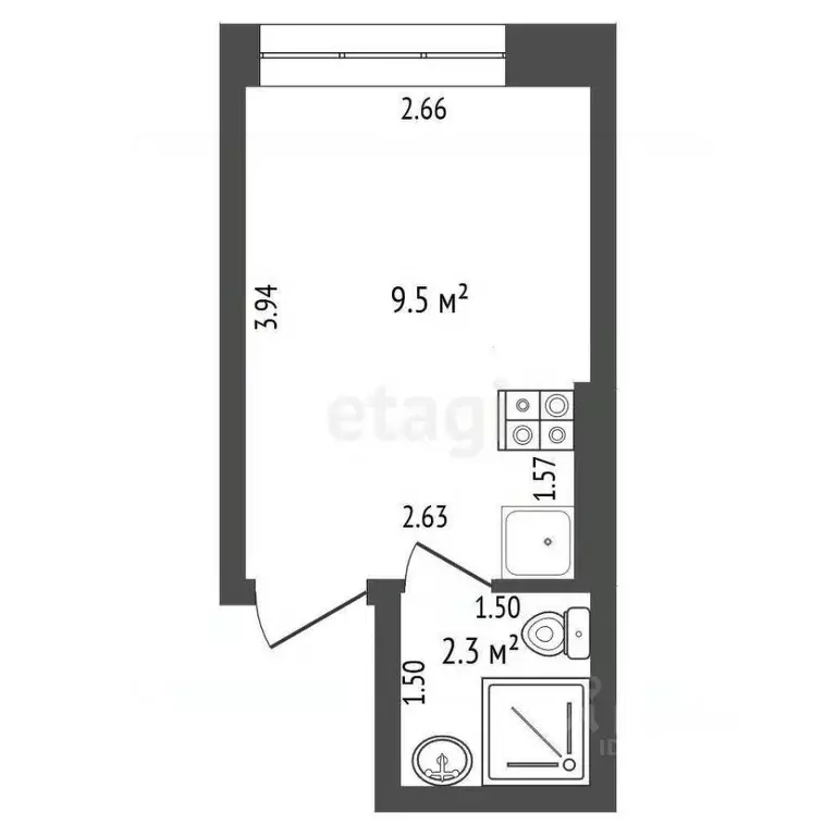 Студия Москва Дегунинская ул., 1К3 (12.7 м) - Фото 2