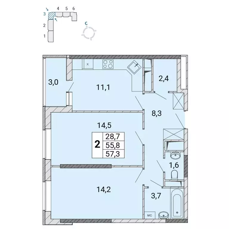 2-комнатная квартира: Балашиха, микрорайон Железнодорожный, улица ... - Фото 1