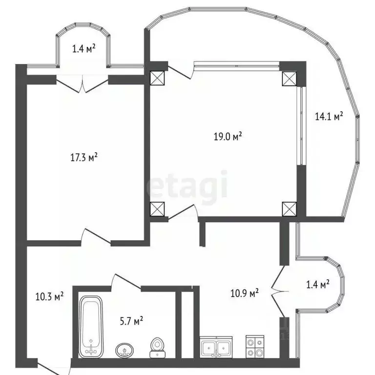 3-к кв. Крым, Ялта ул. Кривошты, 11А (75.0 м) - Фото 1