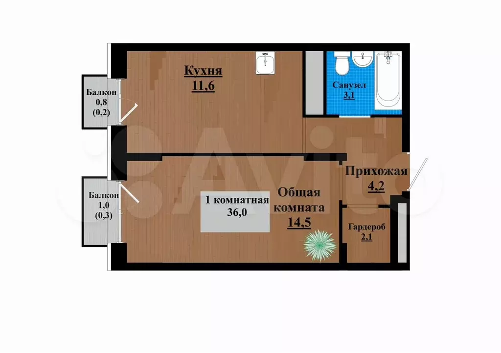 1-к. квартира, 36 м, 2/12 эт. - Фото 0