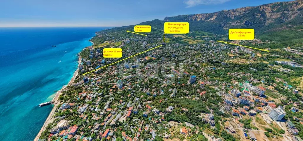 2-к кв. Крым, Ялта ул. Блюхера, 19 (63.6 м) - Фото 0