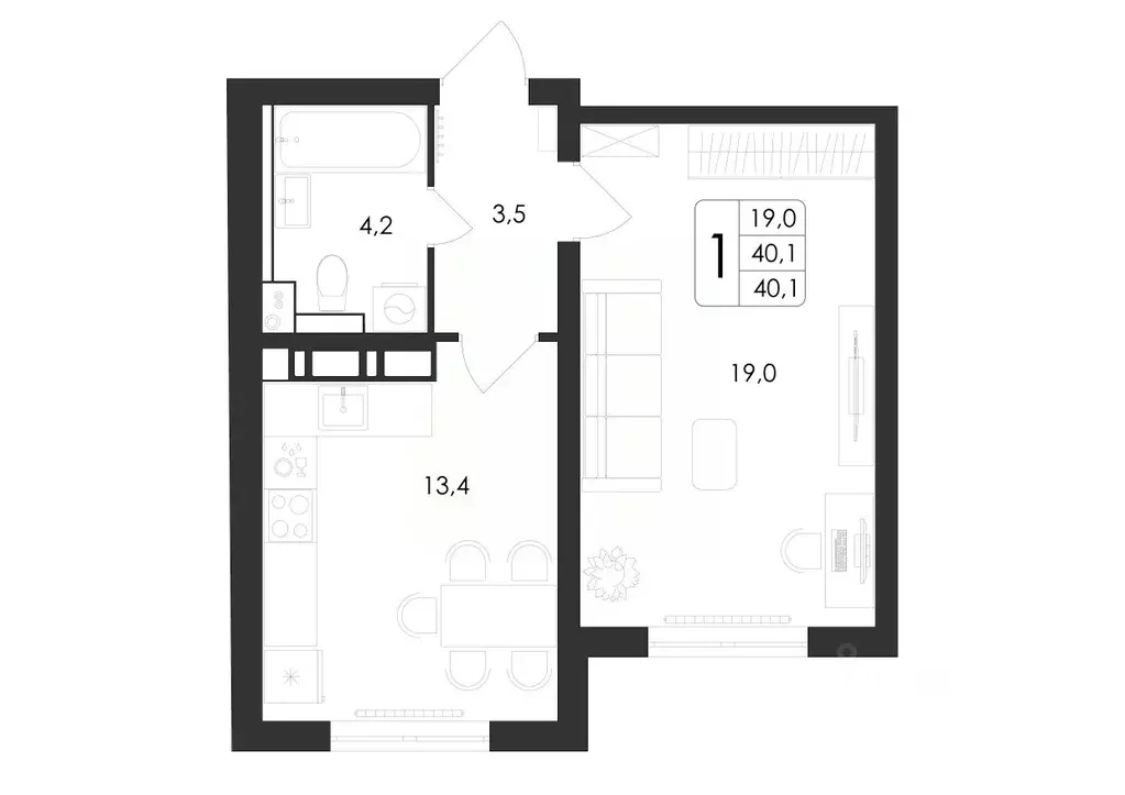1-к кв. Воронежская область, Воронеж ул. Загоровского, 5/3 (40.1 м) - Фото 0