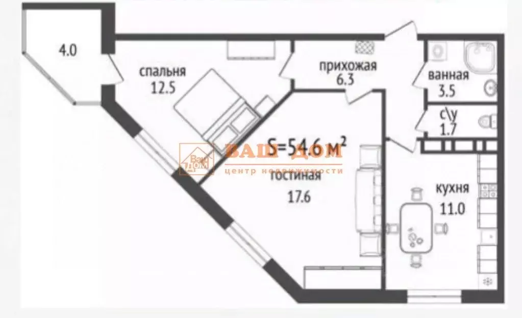 2-к кв. Тульская область, Тула городской округ, д. Харино ул. ... - Фото 2