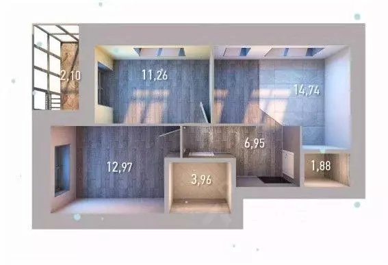 2-к кв. Татарстан, Казань ул. Анаса Тазетдинова, 1 (54.0 м) - Фото 2