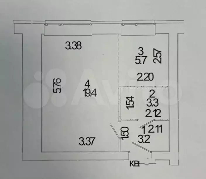 Квартира-студия, 31,6 м, 3/5 эт. - Фото 0