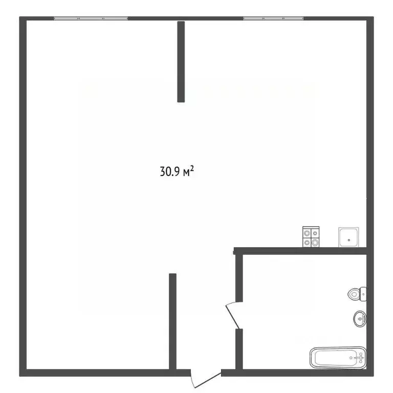 Студия Ханты-Мансийский АО, Сургут Игоря Киртбая ул., 24/1 (30.9 м) - Фото 1