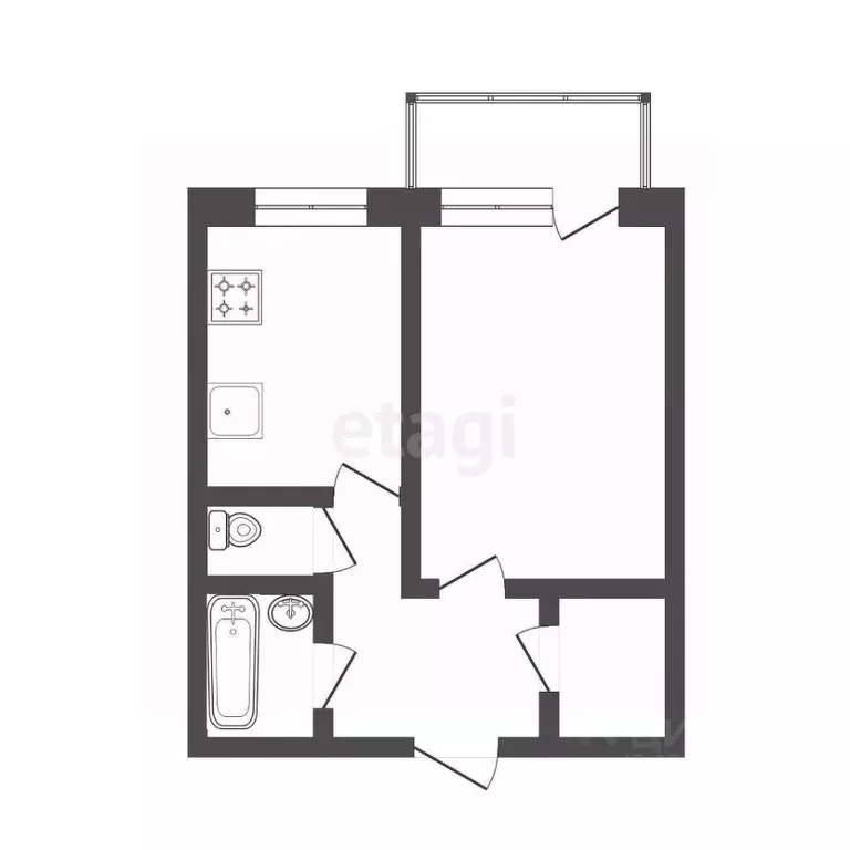 1-к кв. Тюменская область, Тюмень Харьковская ул., 59к3 (36.7 м) - Фото 2
