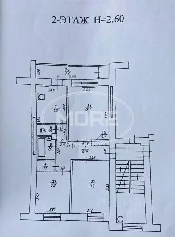 3-к кв. Калининградская область, Светлогорск ул. Карла Маркса, 7 (58.0 ... - Фото 2