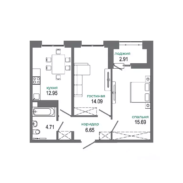 2-к кв. Иркутская область, Иркутск ул. Ивана Доронина, 9/1 (56.8 м) - Фото 0