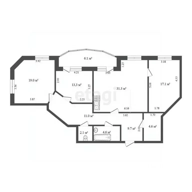 3-к кв. Тюменская область, Тюмень ул. Мельникайте, 127Ак1 (111.8 м) - Фото 2