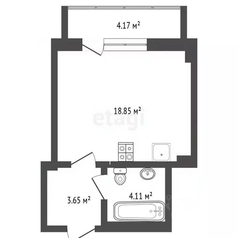 Студия Тюменская область, Тюменский муниципальный округ, д. Патрушева ... - Фото 1