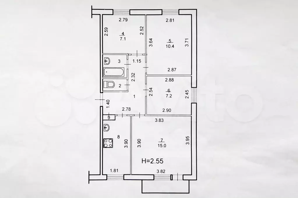 4-к. квартира, 57,3 м, 5/5 эт. - Фото 0