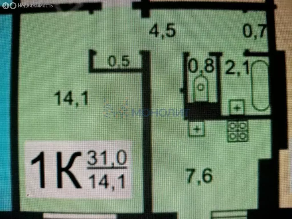 1-комнатная квартира: Нижний Новгород, Камчатский переулок, 1 (31 м) - Фото 1