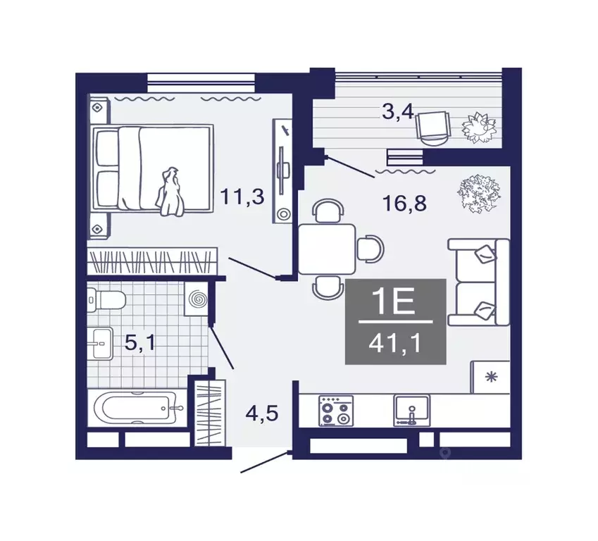 1-к кв. Тюменская область, Тюменский муниципальный округ, д. Дербыши ... - Фото 1