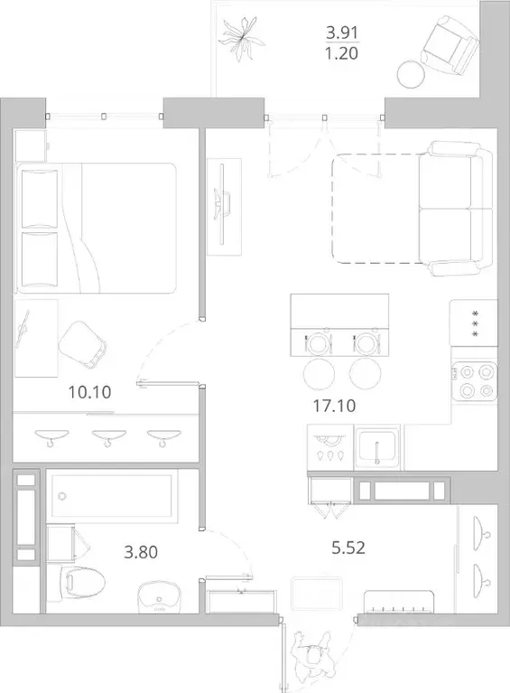 1-к кв. Ленинградская область, Ломоносовский район, Виллозское ... - Фото 2