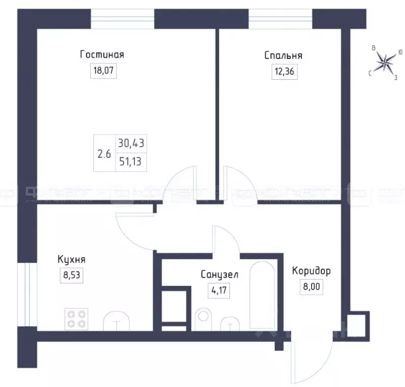 2-к кв. Татарстан, Казань ул. Рауиса Гареева, 103 (52.0 м) - Фото 1