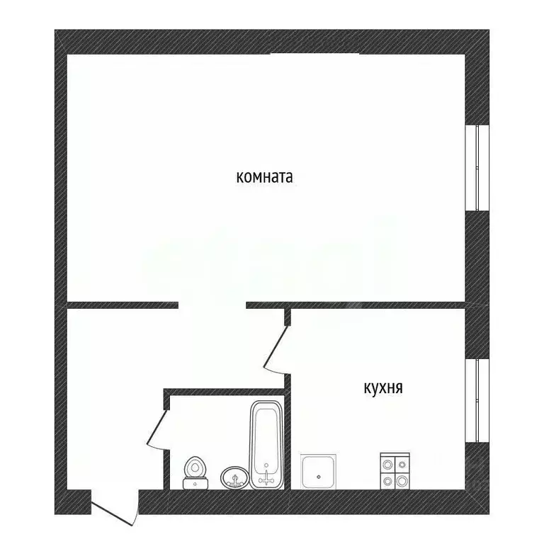 1-к кв. Ленинградская область, Кириши Комсомольская ул., 14 (30.1 м) - Фото 2