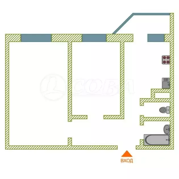 2-комнатная квартира: Тюмень, улица Михаила Сперанского, 19 (55.6 м) - Фото 2