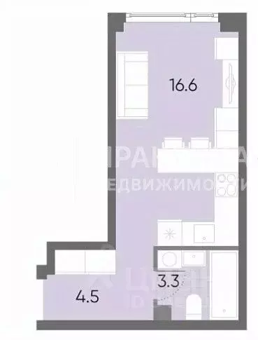 Студия Москва ул. Борисовские Пруды, 3К2 (24.4 м) - Фото 2