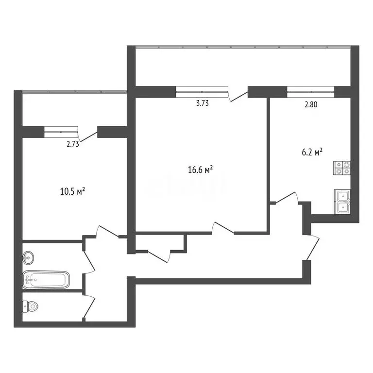 2-комнатная квартира: Орёл, Полесская улица, 19 (50.6 м) - Фото 1