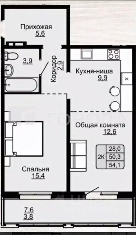 2-к кв. Алтайский край, Барнаул тракт Павловский, 172 (54.1 м) - Фото 2