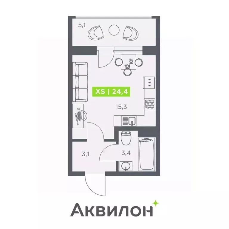 Студия Санкт-Петербург бул. Головнина, 4 (24.4 м) - Фото 1