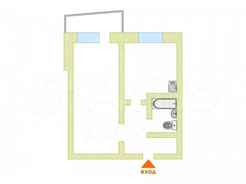 1-к. квартира, 37 м, 2/9 эт. - Фото 0
