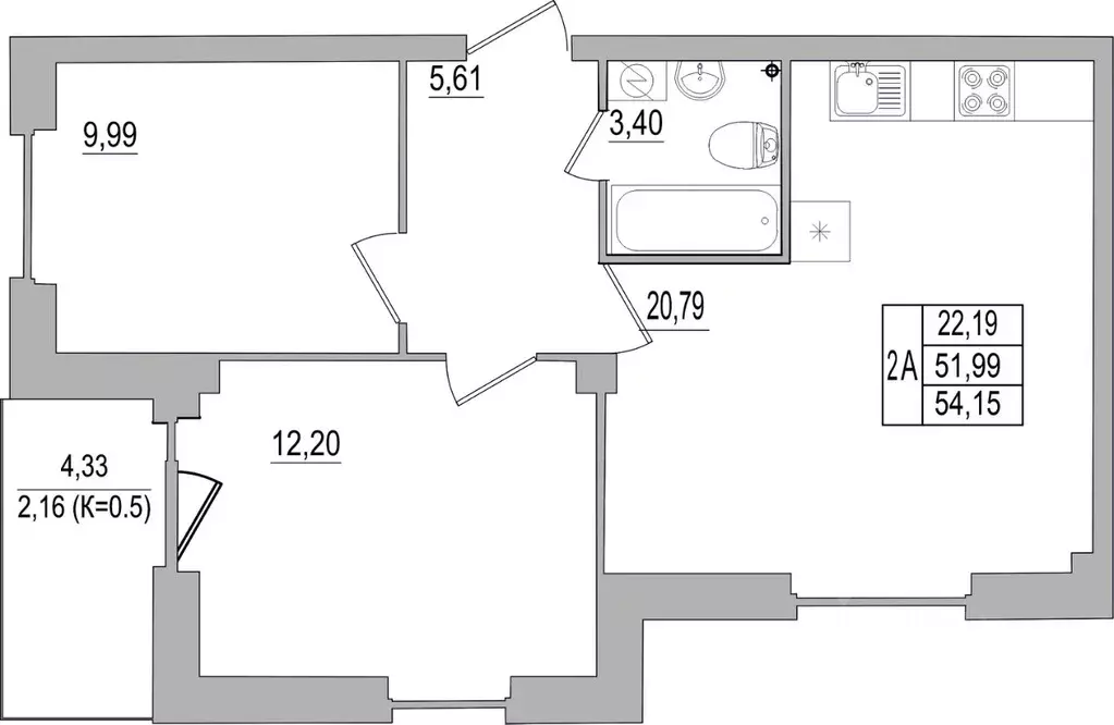 2-к кв. Псковская область, Псков ул. Юности, 32 (54.15 м) - Фото 0