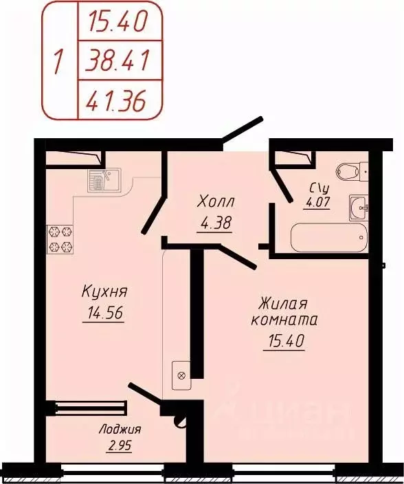1-к кв. Ставропольский край, Кисловодск ул. 40 лет Октября, 37Б (41.36 ... - Фото 0