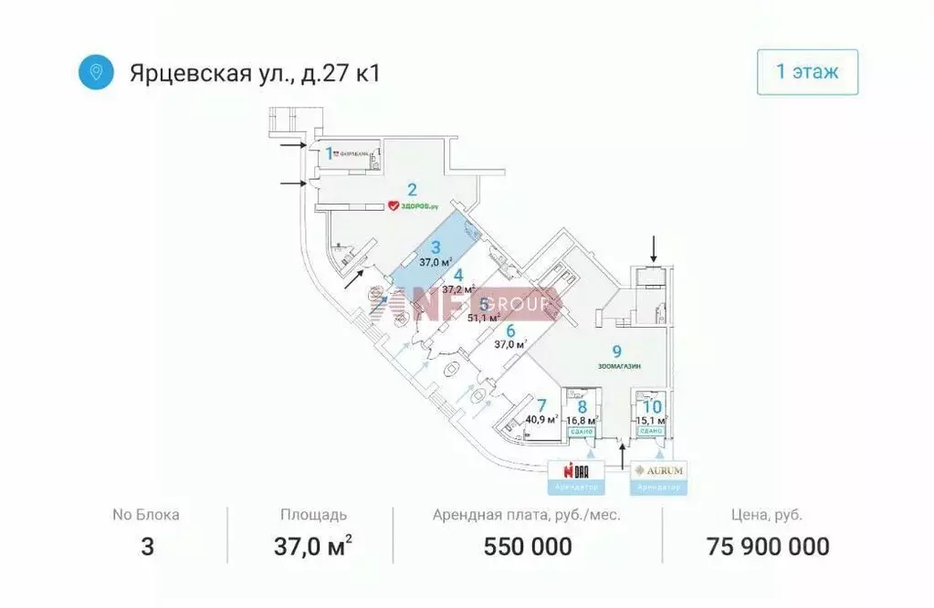 Торговая площадь в Москва Ярцевская ул., 27к1 (37 м) - Фото 1