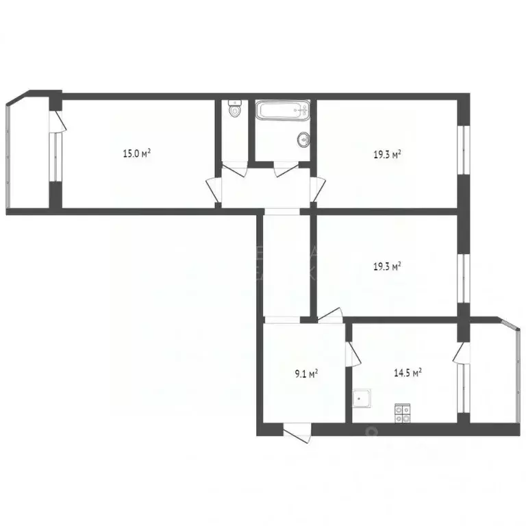3-к кв. Тюменская область, Тюмень ул. Николая Семенова, 27 (90.3 м) - Фото 0