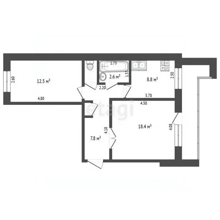 2-к кв. Кемеровская область, Юрга Фестивальная ул., 3 (52.0 м) - Фото 2