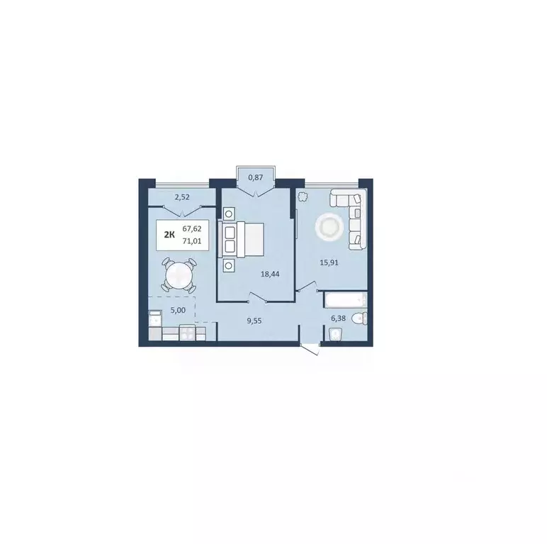 2-к кв. Ставропольский край, Кисловодск  (71.01 м) - Фото 0