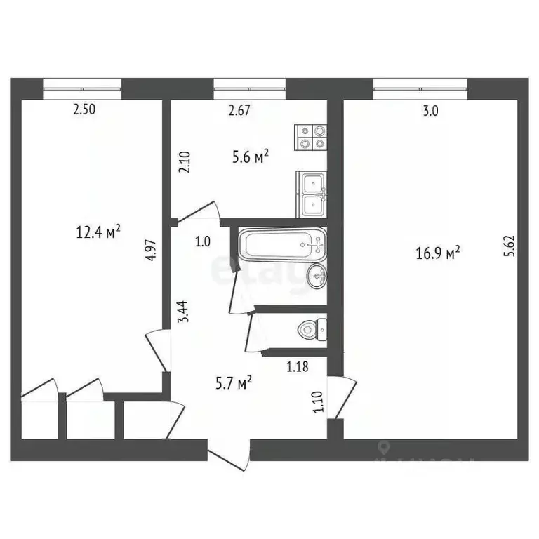 2-к кв. Ростовская область, Азов Азовский район, Привокзальная ул., 43 ... - Фото 2