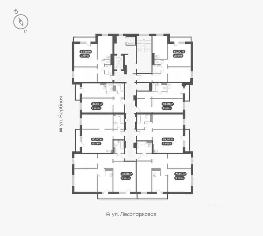 2-к кв. Красноярский край, Красноярск Белый Квартал на Свободном жилой ... - Фото 2