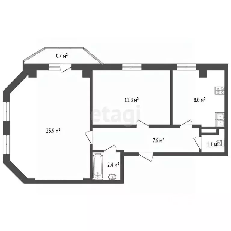 2-к кв. Ямало-Ненецкий АО, Новый Уренгой Тундровая ул., 12 (54.8 м) - Фото 2